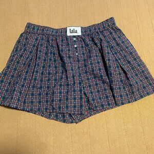Dressed in Lala - Lots of Love Plaid Pleated Boxer Shorts 2X